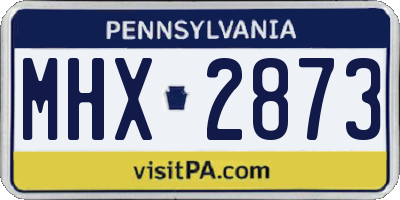 PA license plate MHX2873