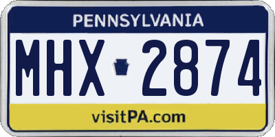 PA license plate MHX2874