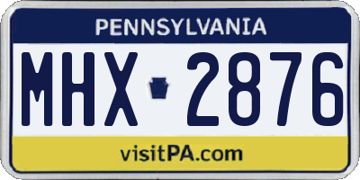 PA license plate MHX2876