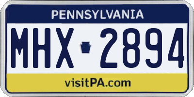 PA license plate MHX2894