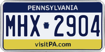 PA license plate MHX2904