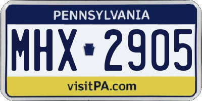 PA license plate MHX2905