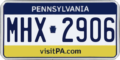 PA license plate MHX2906