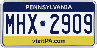 PA license plate MHX2909