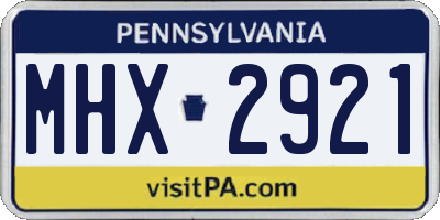 PA license plate MHX2921