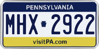 PA license plate MHX2922