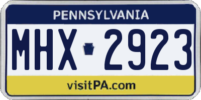 PA license plate MHX2923
