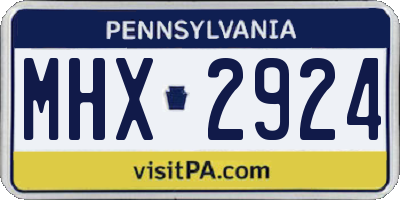 PA license plate MHX2924