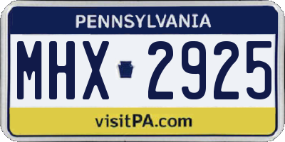 PA license plate MHX2925
