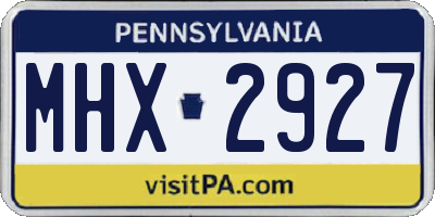 PA license plate MHX2927