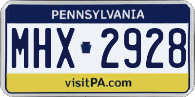 PA license plate MHX2928