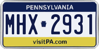PA license plate MHX2931