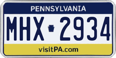 PA license plate MHX2934