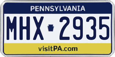 PA license plate MHX2935
