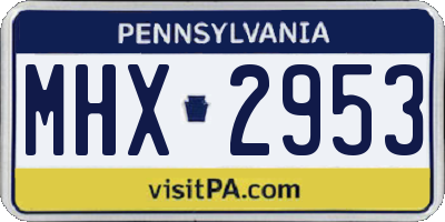 PA license plate MHX2953
