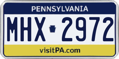 PA license plate MHX2972