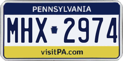 PA license plate MHX2974