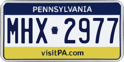 PA license plate MHX2977