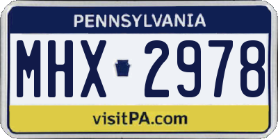 PA license plate MHX2978