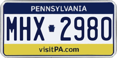 PA license plate MHX2980
