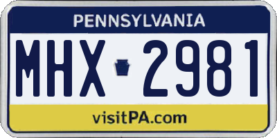PA license plate MHX2981