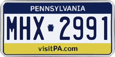 PA license plate MHX2991