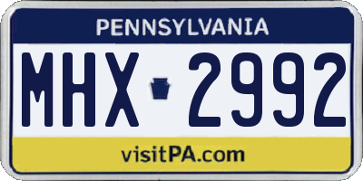 PA license plate MHX2992