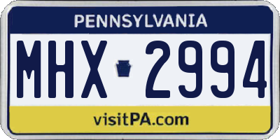 PA license plate MHX2994