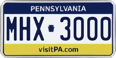 PA license plate MHX3000