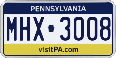 PA license plate MHX3008