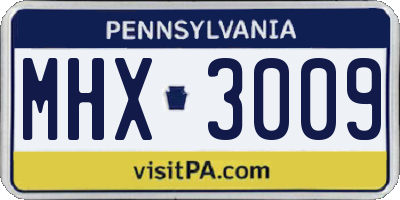 PA license plate MHX3009