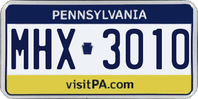 PA license plate MHX3010