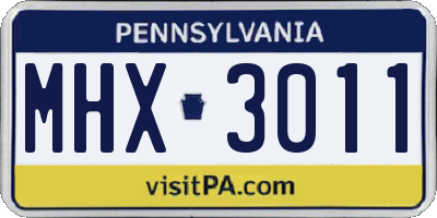 PA license plate MHX3011