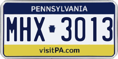 PA license plate MHX3013