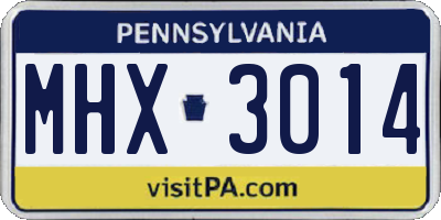 PA license plate MHX3014