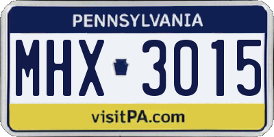 PA license plate MHX3015