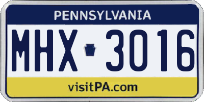 PA license plate MHX3016