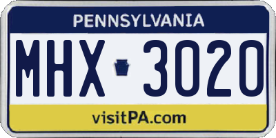 PA license plate MHX3020