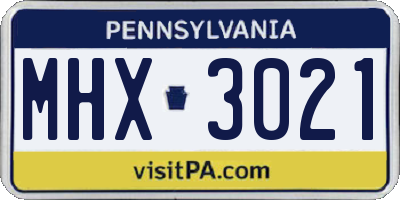 PA license plate MHX3021
