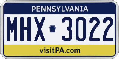 PA license plate MHX3022