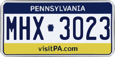 PA license plate MHX3023