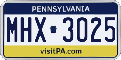 PA license plate MHX3025