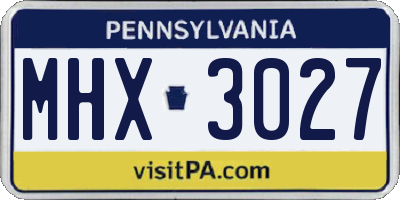 PA license plate MHX3027