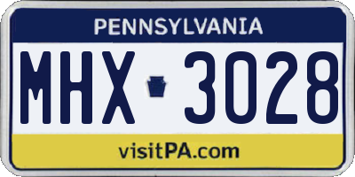 PA license plate MHX3028