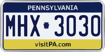 PA license plate MHX3030