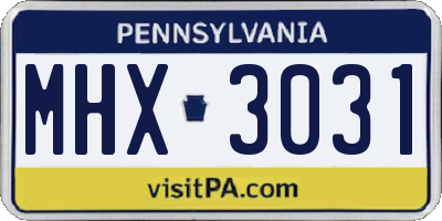 PA license plate MHX3031
