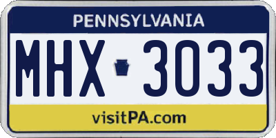 PA license plate MHX3033