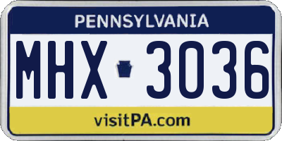 PA license plate MHX3036