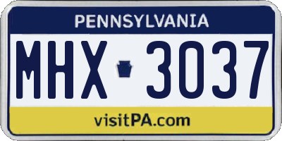 PA license plate MHX3037