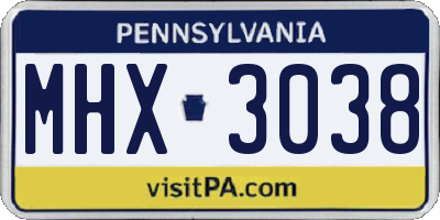 PA license plate MHX3038